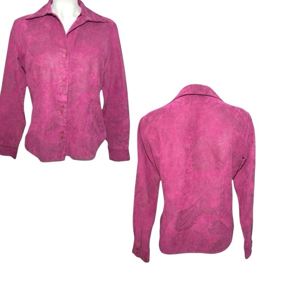 LEMON GRASS STUDIO Women’s Long Sleeved Double Button Down Shirt Large Purple - Picture 3 of 6